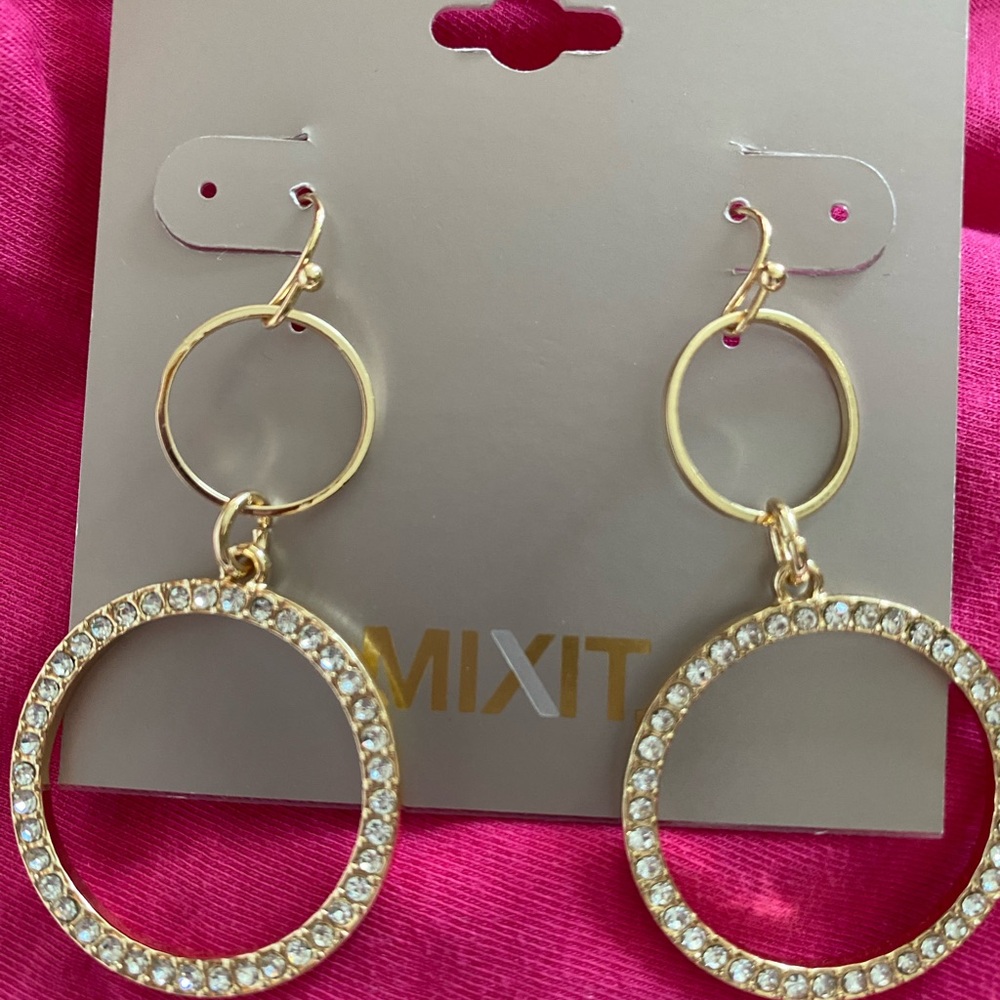 Mixit Gold Crystal Circle Earrings